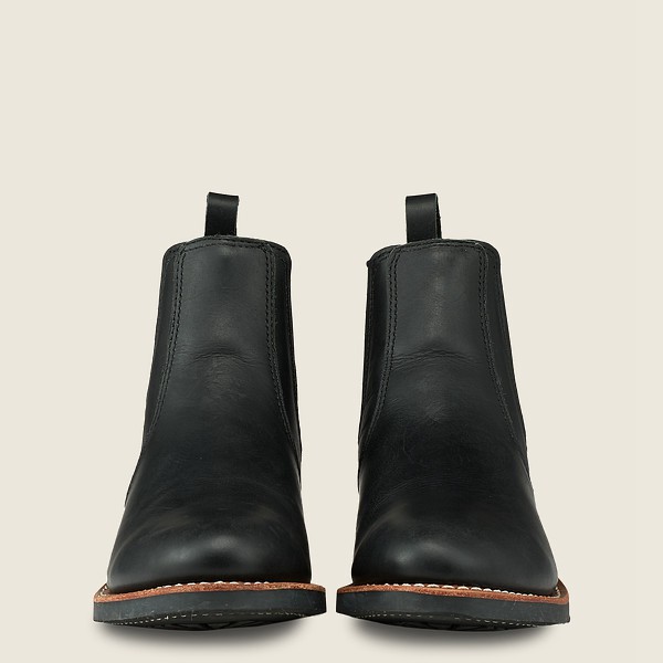 Red Wing Heritage Boots Black - Womens 6-inch Chelsea - Short Boundary Leather - 0352-DTCGW